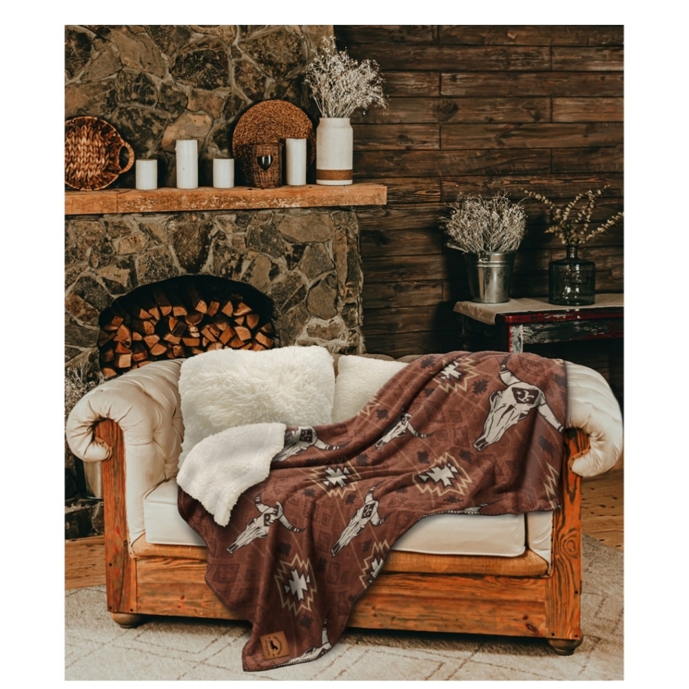 Yellowstone Sherpa Silk Touch Reversible Large Blanket 60 x 70 ends 11-26-23